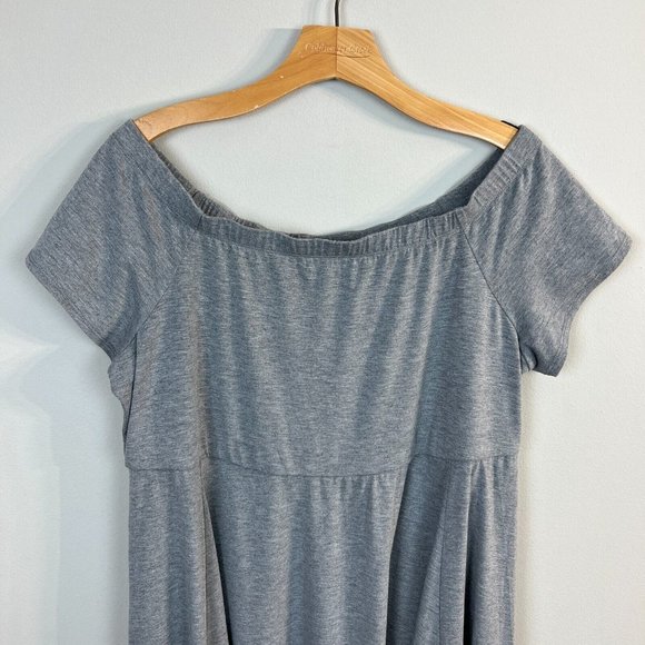 Torrid Skater Dress 1X Gray Off Shoulder Flowy A-Line Jersey Stretch Knit New - Picture 3 of 12